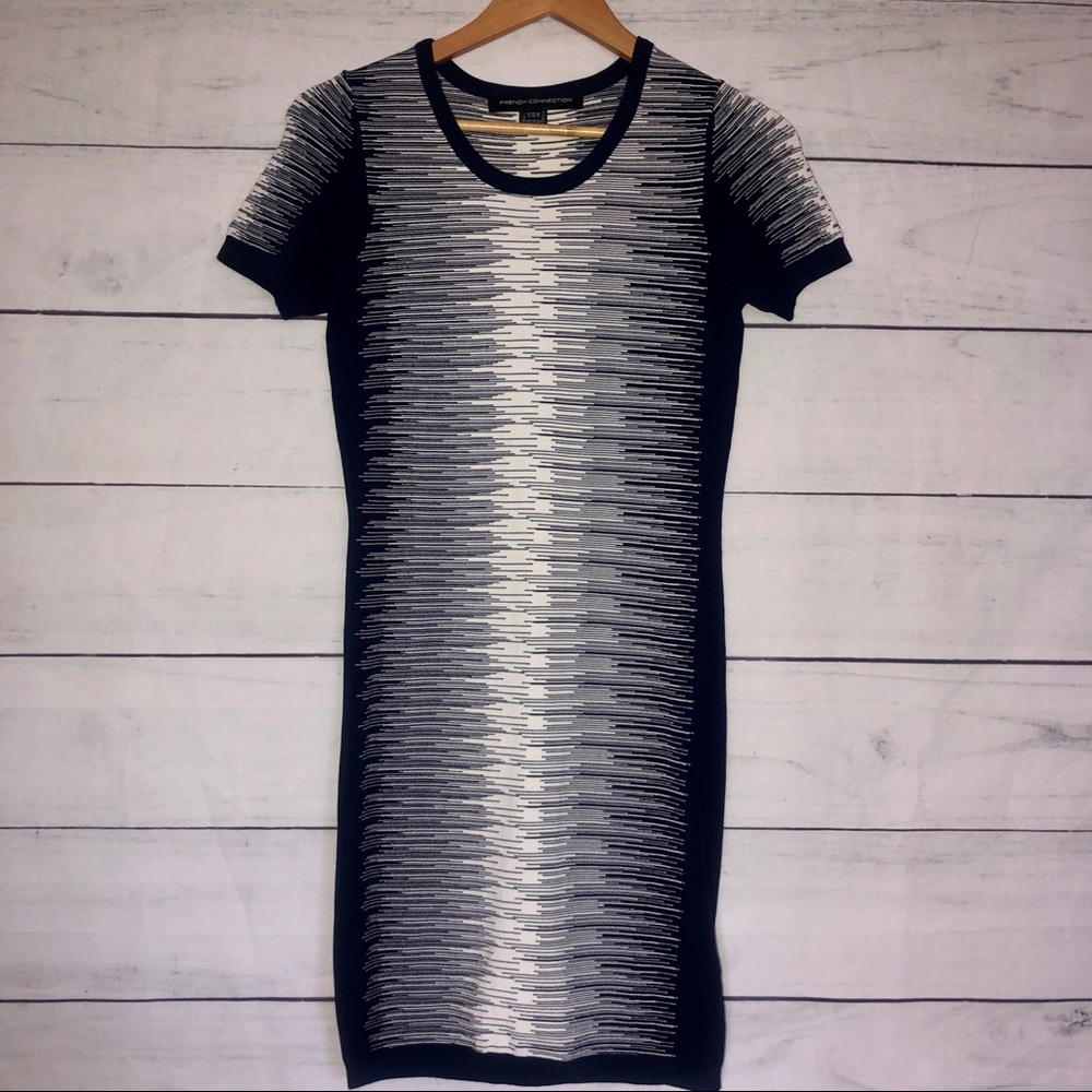 French Connection Navy/ White  Bodycon Dress US 8